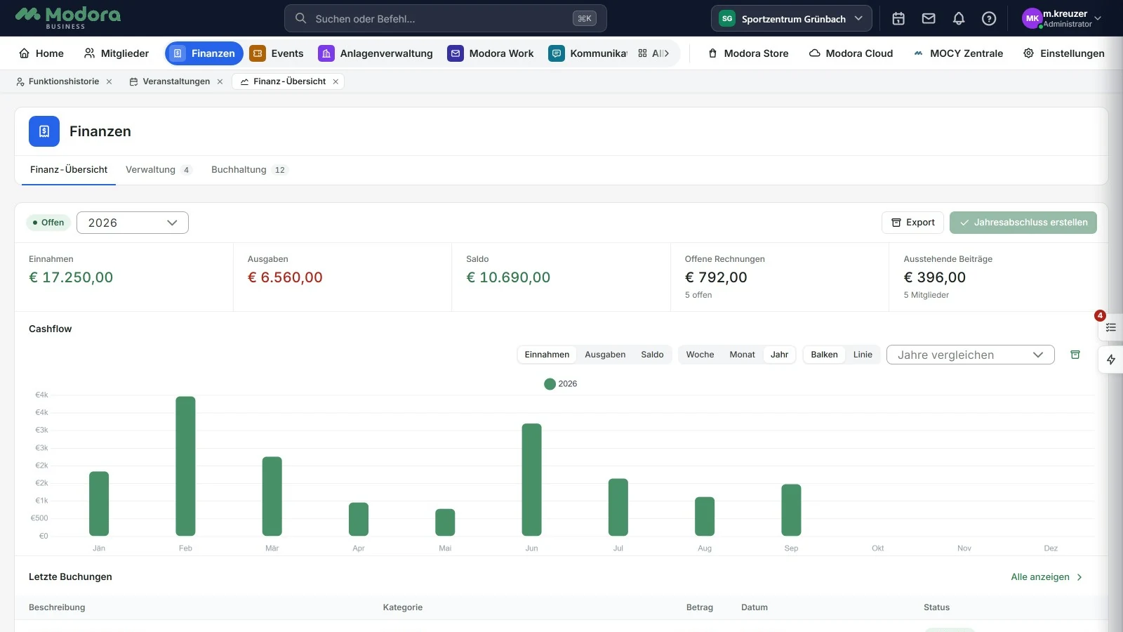 Modora Business: Finanzen